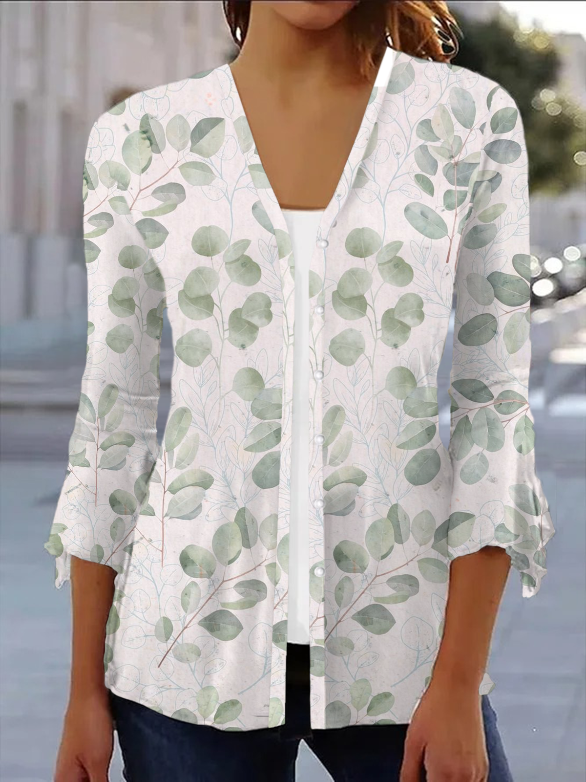 Women's Floral Spring/Fall Cover-up Casual Printing Lightweight Cardigan