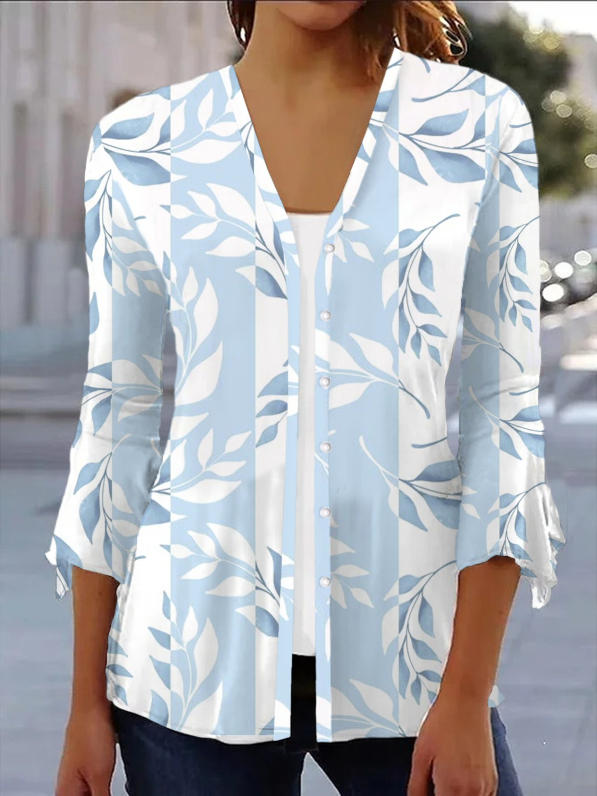 Women's Floral Spring/Fall Cover-up Casual Printing Lightweight Cardigan