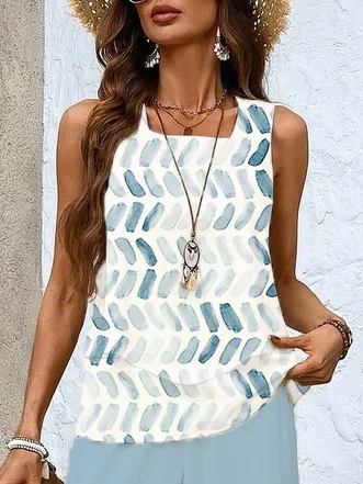 Women's Geometric Printing Two-Piece Set Daily Sleeveless Casual Summer Top With Pants Matching Set