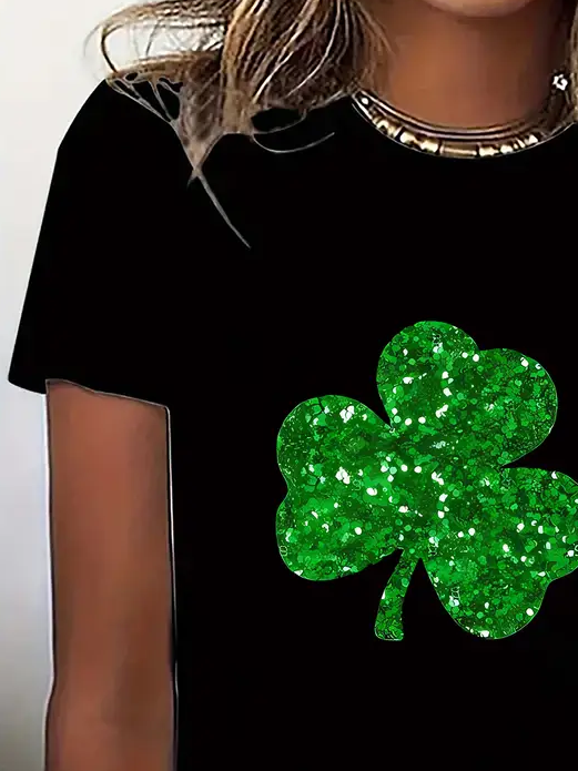 Women's Shamrock Short Sleeve Tee T-shirt Crew Neck Printing Casual Summer Graphic Tee Top