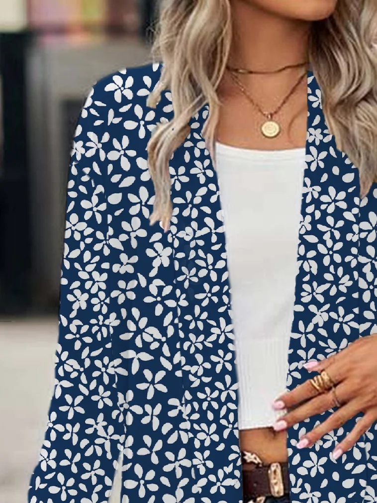 Women's Floral Spring/Fall Cover-up Casual Printing Lightweight Cardigan