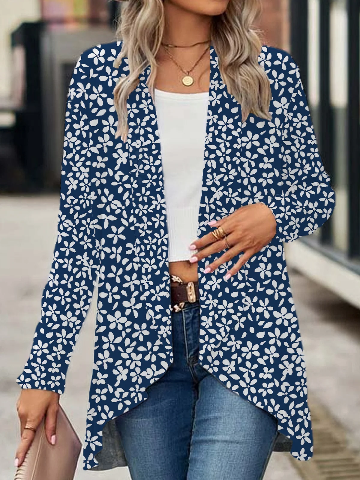 Women's Floral Spring/Fall Cover-up Casual Printing Lightweight Cardigan