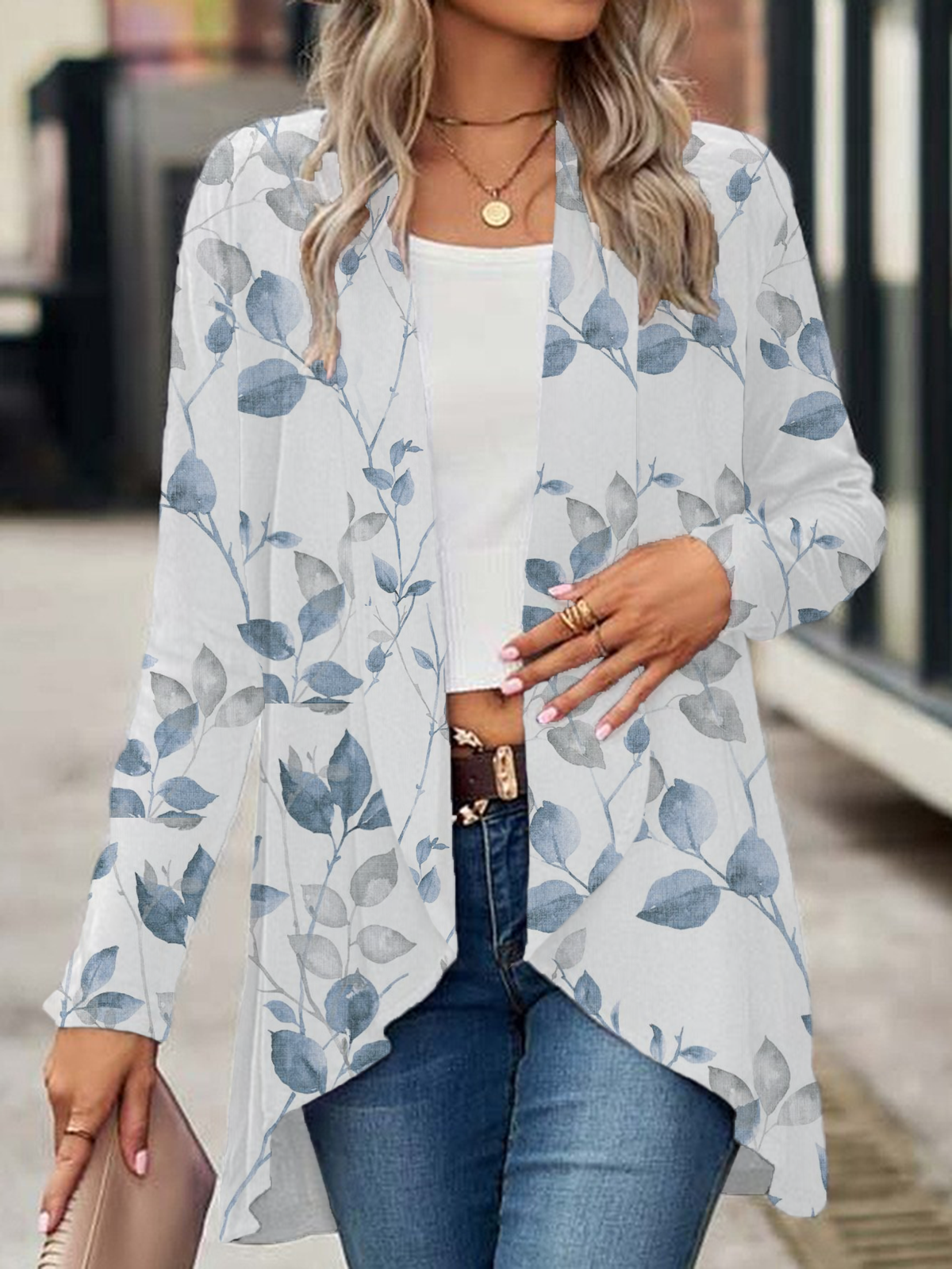 Women's Floral Spring/Fall Cover-up Casual Printing Lightweight Cardigan