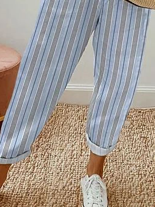 Women's Striped Ankle Pants Pant Casual Spring/Fall Trousers