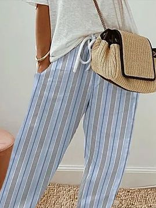 Women's Striped Ankle Pants Pant Casual Spring/Fall Trousers