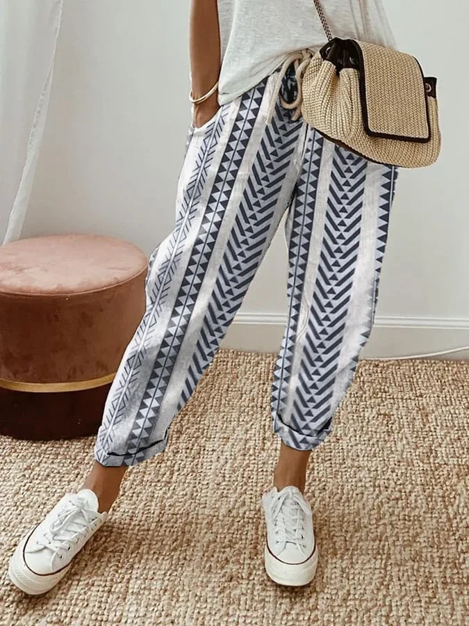 Women's Geometric Ankle Pants Pant Casual Spring/Fall Trousers