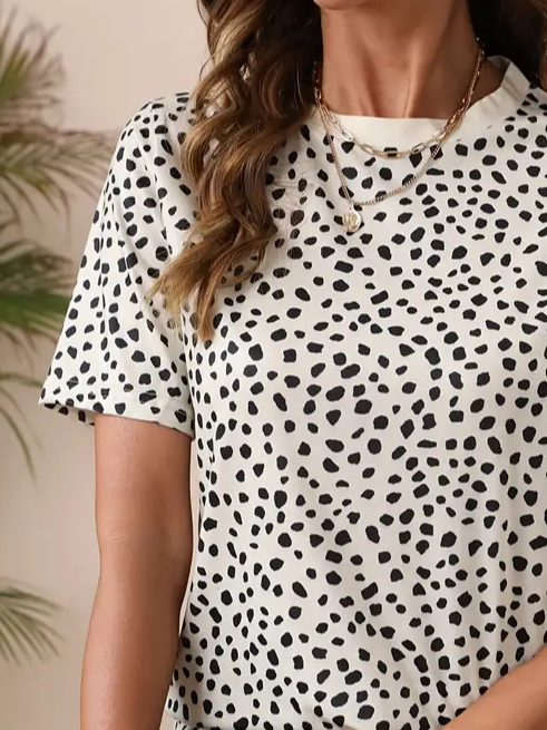 Women's Polka Dots Short Sleeve Tee T-shirt Crew Neck Printing Casual Summer Graphic Tee Top