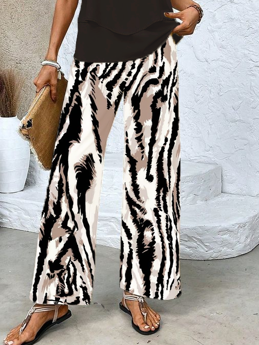 Women Abstract Printing Two-Piece Set Daily Sleeveless Casual Summer Top With Pants Matching Set