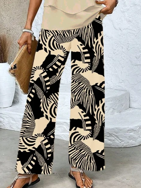 Women Abstract Printing Two-Piece Set Daily Sleeveless Casual Summer Top With Pants Matching Set