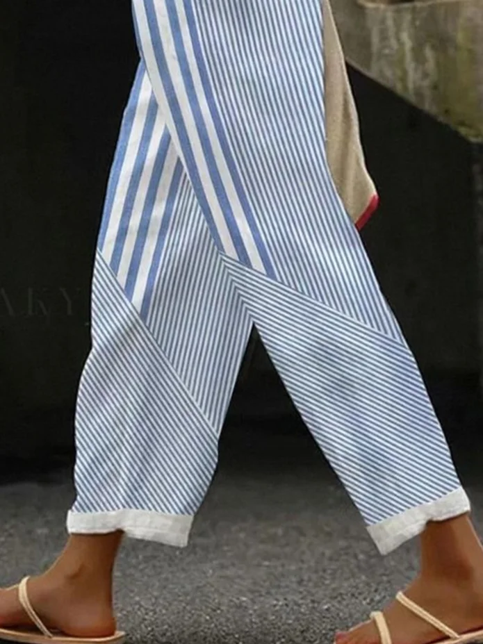 Women Striped Long Pant Casual Spring/Fall Trousers