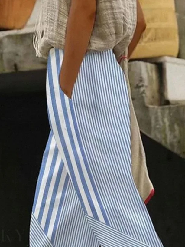 Women Striped Long Pant Casual Spring/Fall Trousers