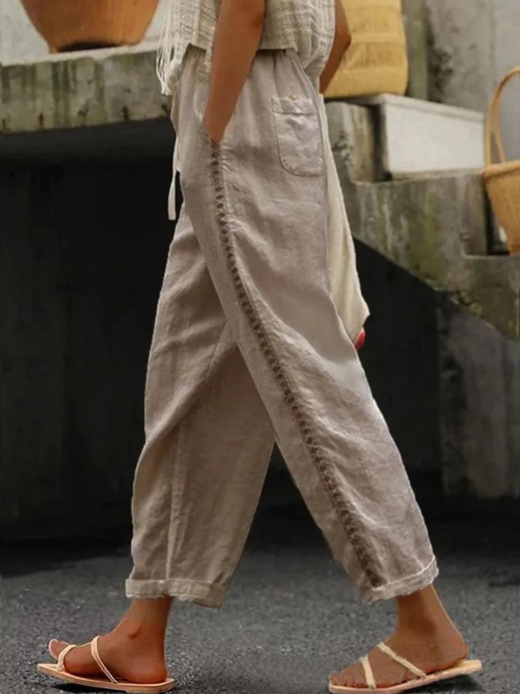 Women Geometric Long Pant Casual Spring/Fall Trousers