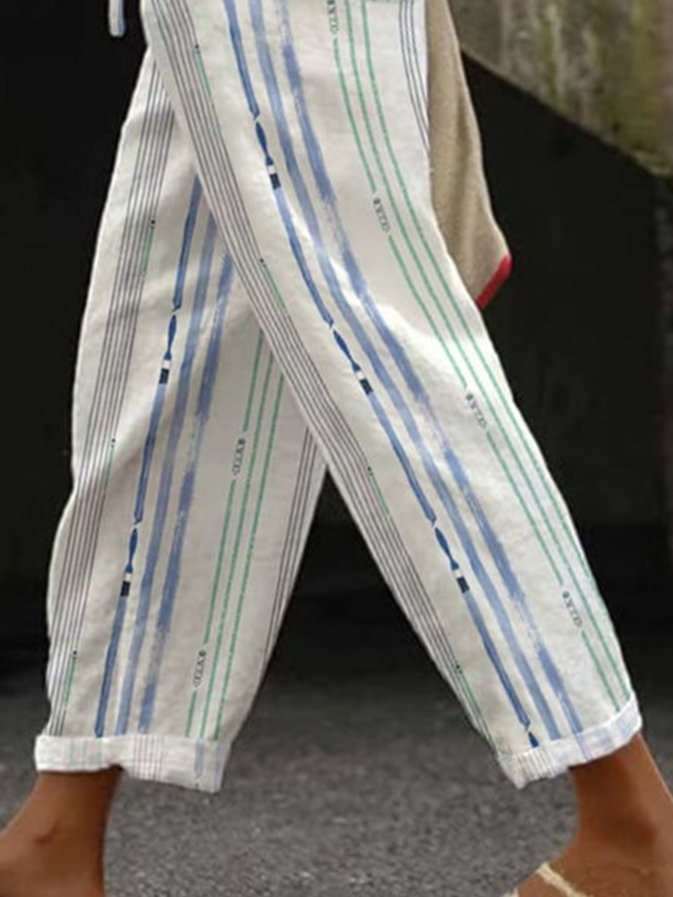 Women Striped Long Pant Casual Spring/Fall Trousers