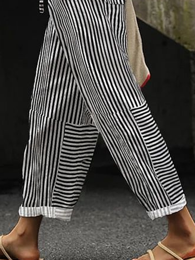 Women Striped Long Pant Casual Spring/Fall Trousers