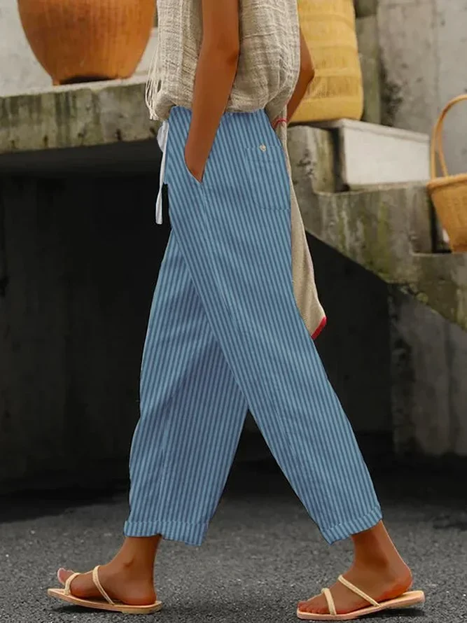 Women Striped Long Pant Casual Spring/Fall Trousers