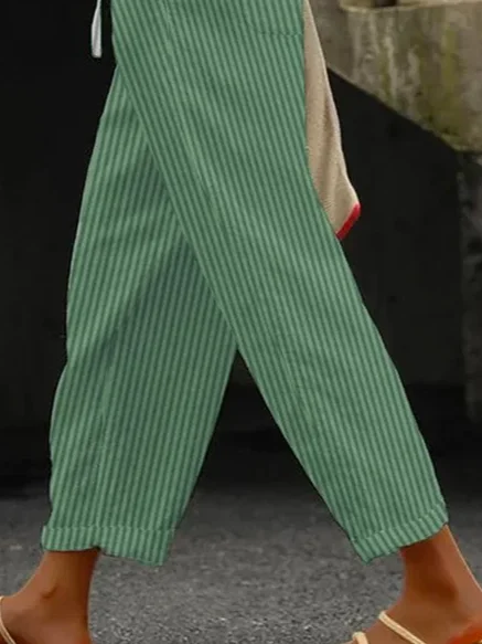 Women Striped Long Pant Casual Spring/Fall Trousers