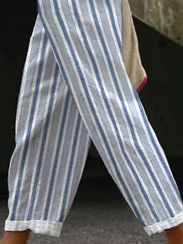 Women Striped Long Pant Casual Spring/Fall Trousers