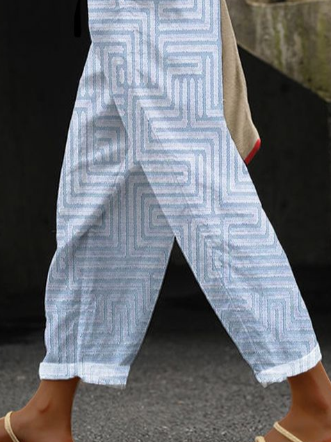 Women Geometric Long Pant Casual Spring/Fall Trousers