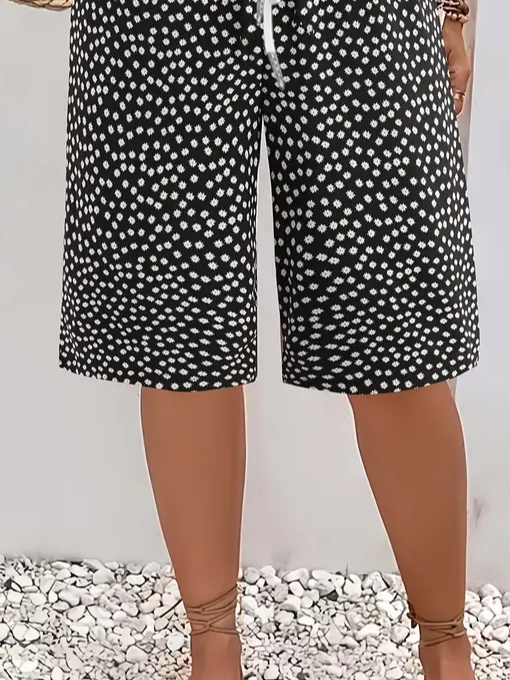 Women Polka Dots Fifth Pants Pant Casual Summer Trousers