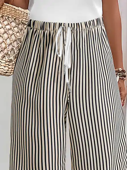 Women Striped Fifth Pants Pant Casual Summer Trousers