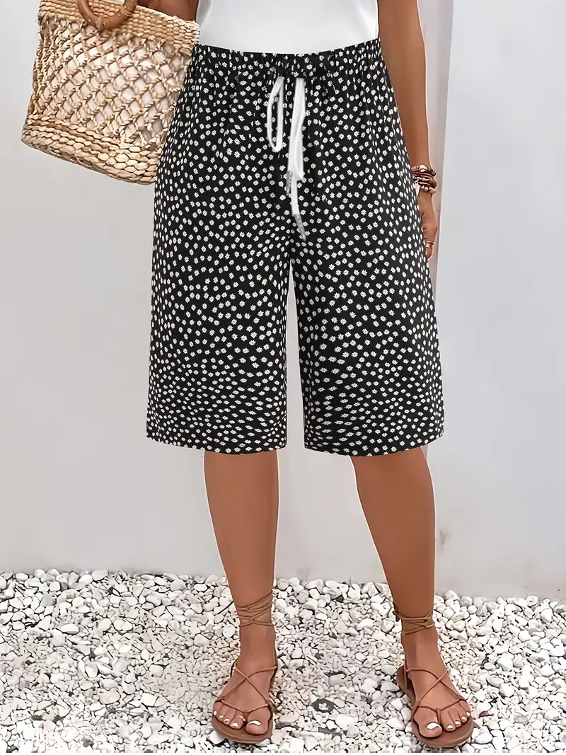 Women Polka Dots Fifth Pants Pant Casual Summer Trousers