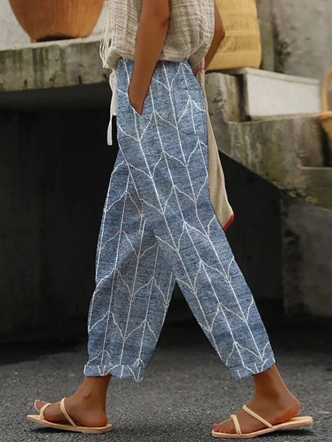 Women Geometric Long Pant Casual Spring/Fall Trousers