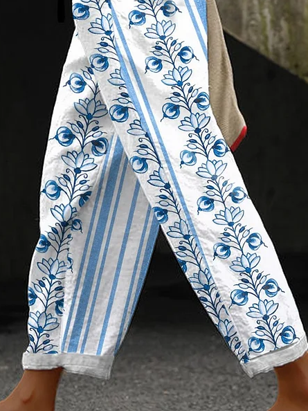 Women Striped Long Pant Casual Spring/Fall Trousers