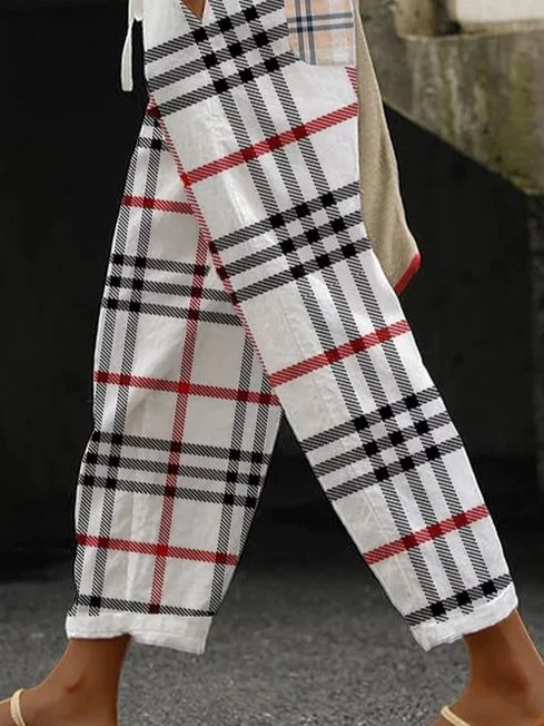 Women Plaid Long Pant Casual Spring/Fall Trousers