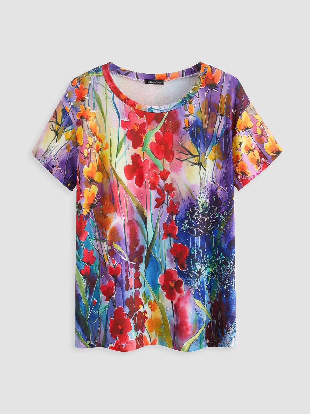 JFN Round Neck Floral Vacation T-Blouse/Tee