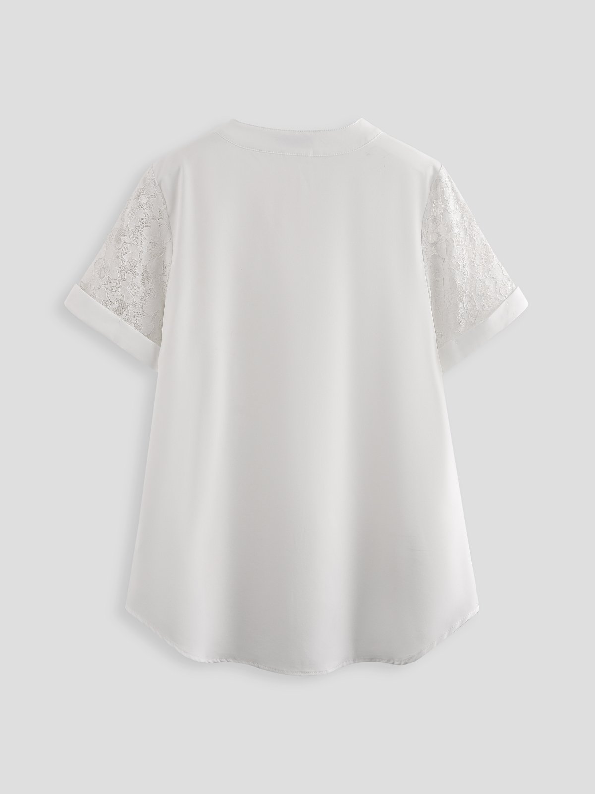 JFN V Neck Lace Cut-Out Basic T-Shirt/Tee