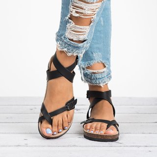 ankle strap buckle flip flop gladiator thong flat sandals