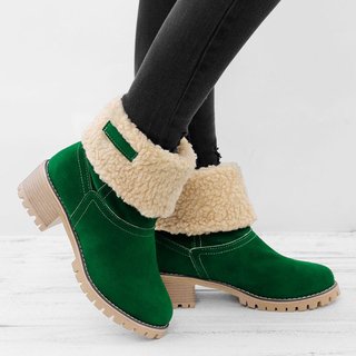 women warm square heels ankle snow boots