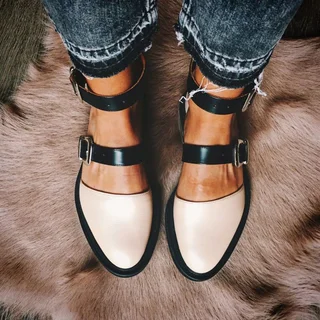 low heel buckle flats