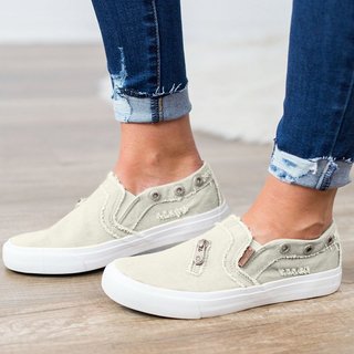 distressed canvas slip on shoes