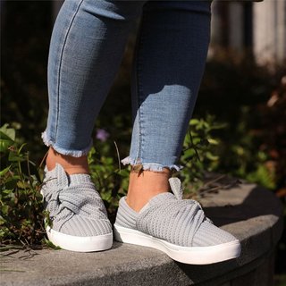 women knitted twist pink slip on sneakers