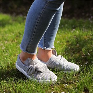 women knitted twist pink slip on sneakers