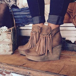 leather wedge booties