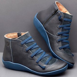 flat leather lace up boots