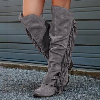 low heel suede boots