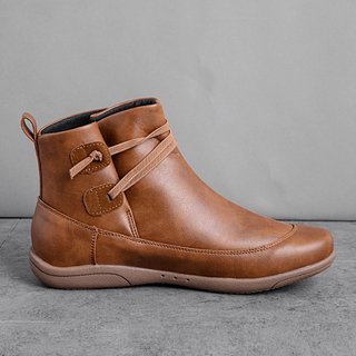 braided strap flat heel boots