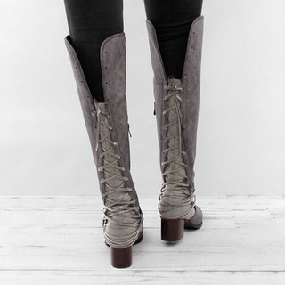 vintage lace up boots european style bandage above knee boots