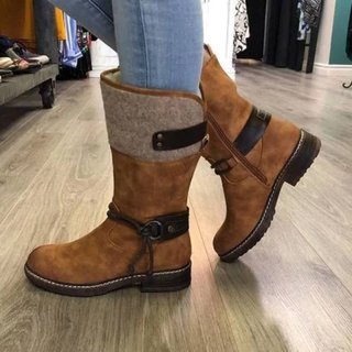 low heel mid calf boot
