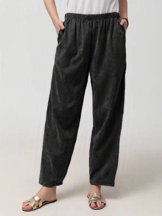 summer pockets striped casual capri pants