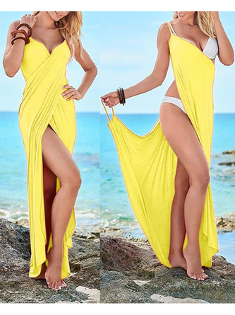 Summer V Neck Asymmetrical Beach Knitting Dress
