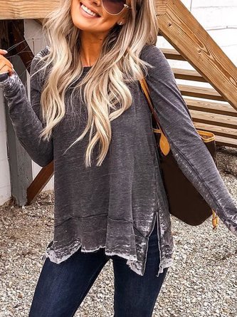 Crew Neck Casual Long Sleeve Tops
