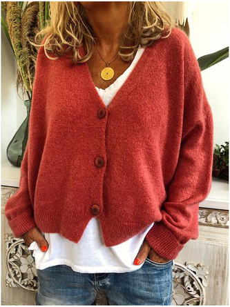 JFN Knitted Wool Blend Button V-neck Sweater Cardigan