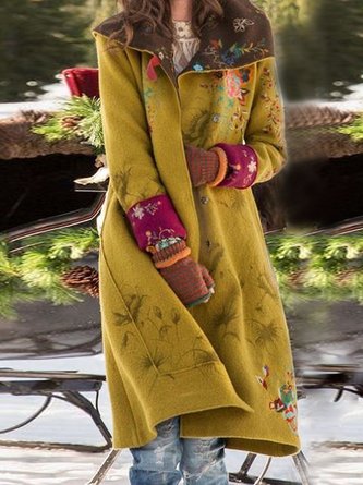 Yellow Floral Long Sleeve Jacket