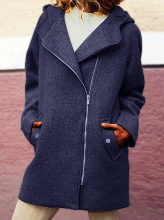 Hooded Asymmetrical Zipper Coats Coat Overcoat