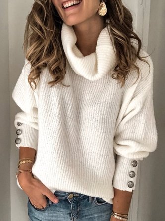 JFN Turtleneck Long Sleeve Plain Casual Sweater