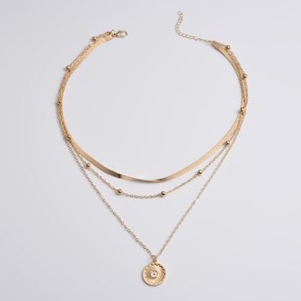 JFN  Simple Multi-layered Lotus Pendant   Necklace